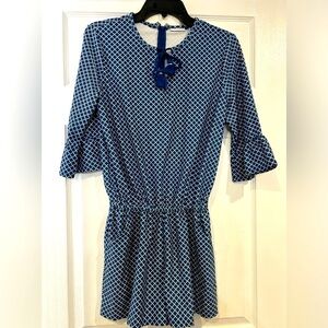 Navy & white pattern coverup romper